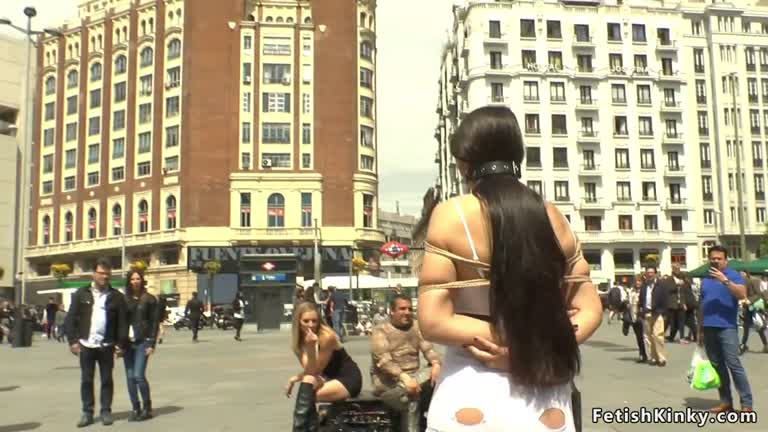 Huge Tits Babe Disgraced In Public Square
