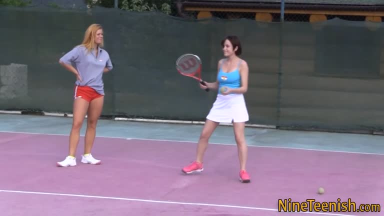 Lesbian Teens On Outdoor Tennis Court