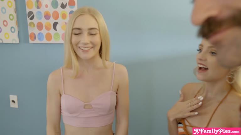 Stepdads Swapping Their Two Petite Blonde Teen Stepdaughters