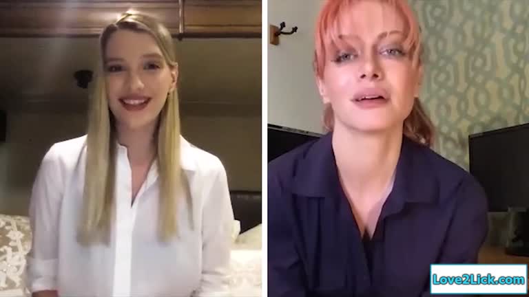 Blonde Girl Has Virtual Lesbian Sex With Busty Redhead Boss